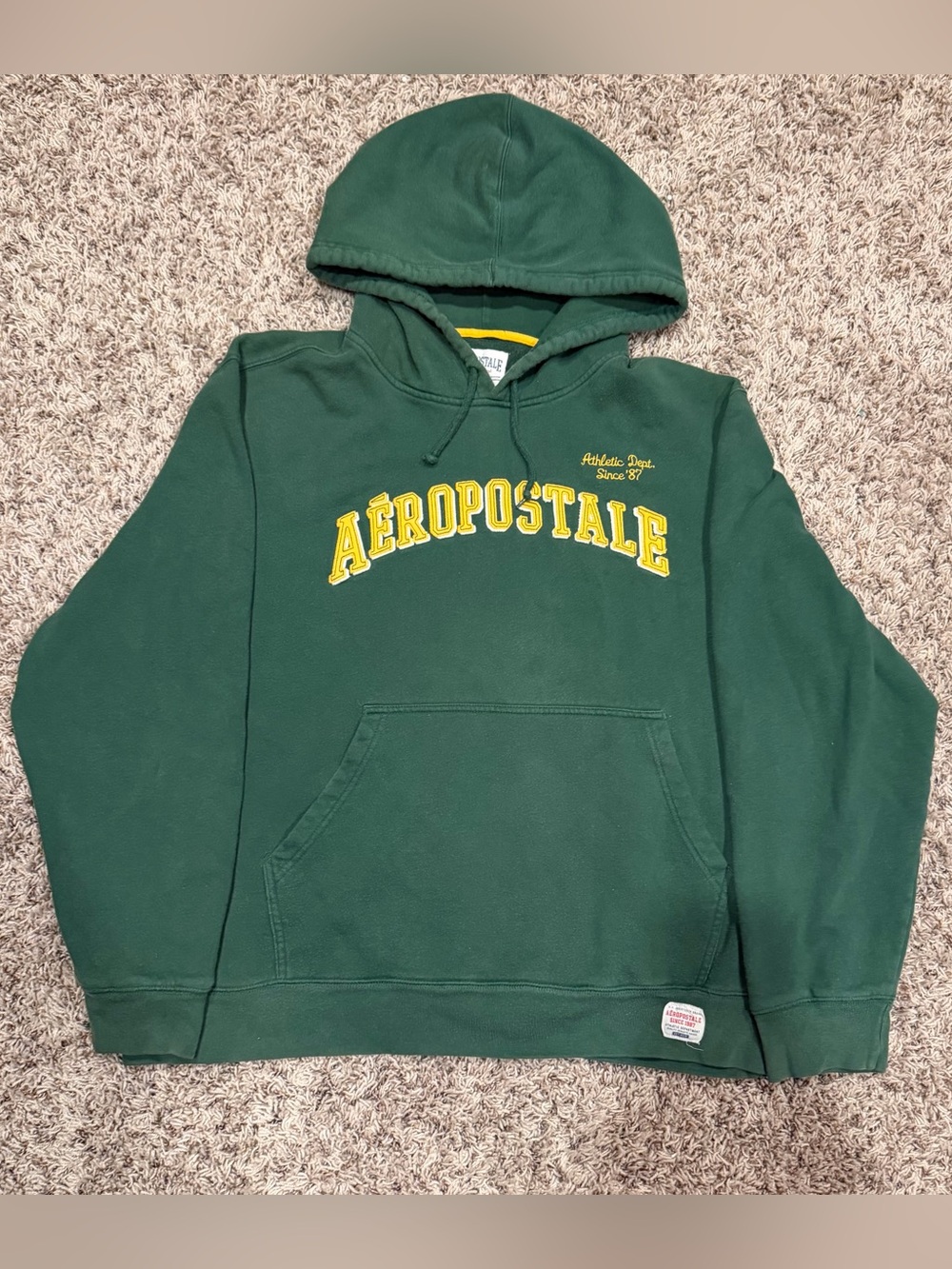 Vintage Embroidered Aeropostale Green and Yellow Hoodie